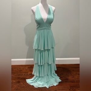 Ever After Mint Tiered Halter Maxi Dress